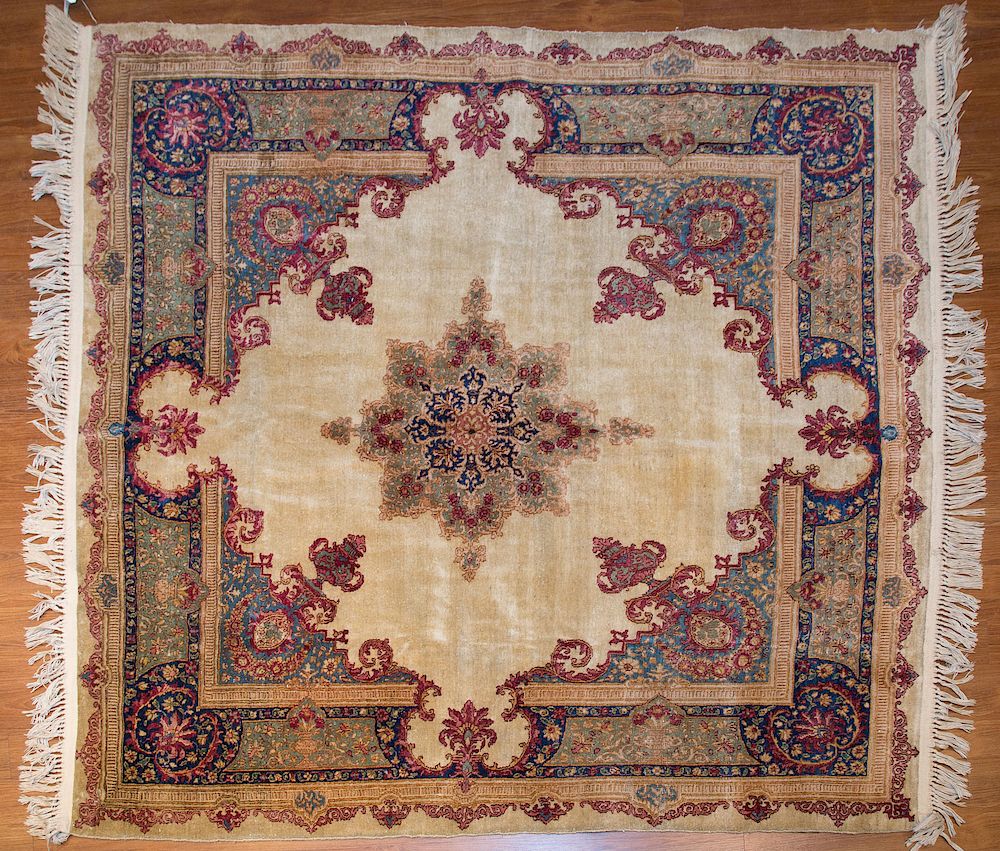 Appraisal: Persian Kerman Rug approx x Iran circa Condition Some wear