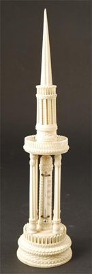 Appraisal: A th century ornamentally turned ivory desk thermometer of colonnaded