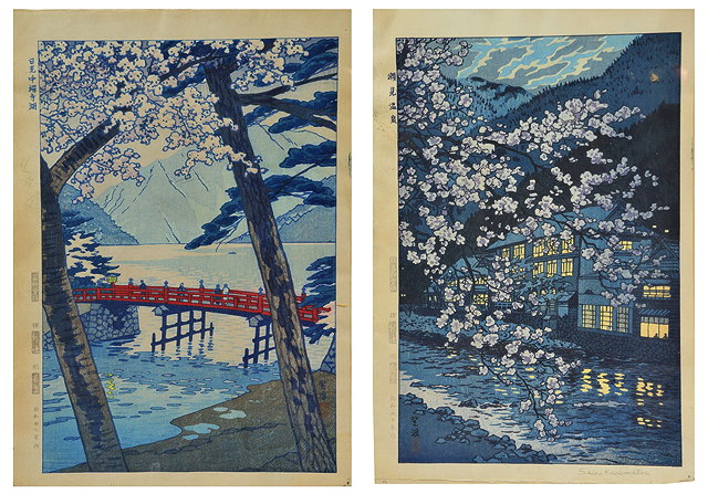 Appraisal: SHIRO KASAMATSU - Two woodblock prints of Japanese landscapes with