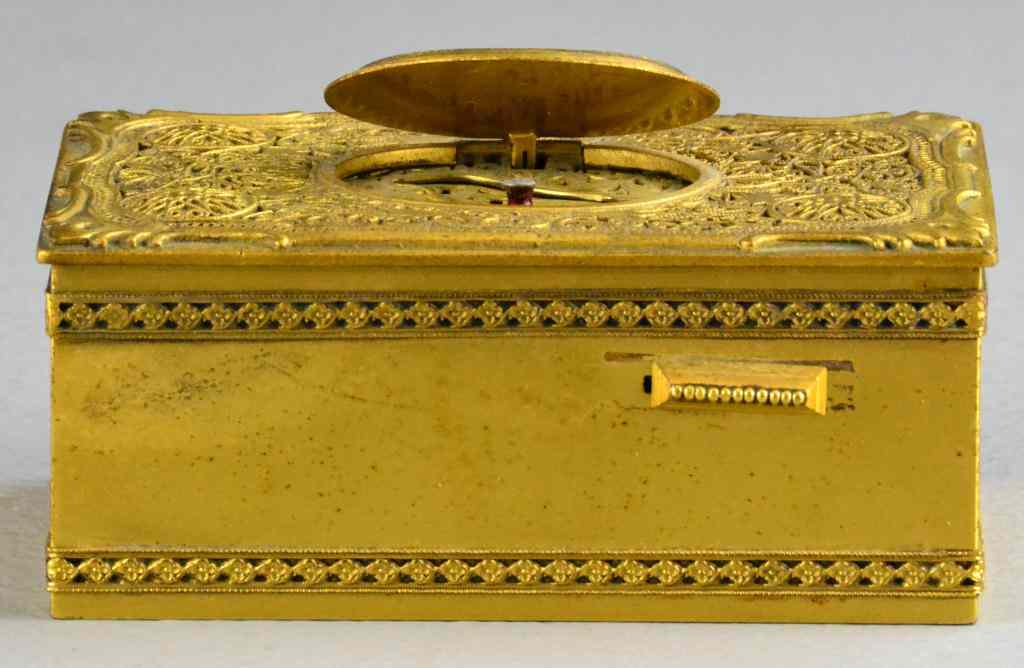 Appraisal: Continental Bronze Music Box - Karl GriesbaumHaving pierced gilt grill