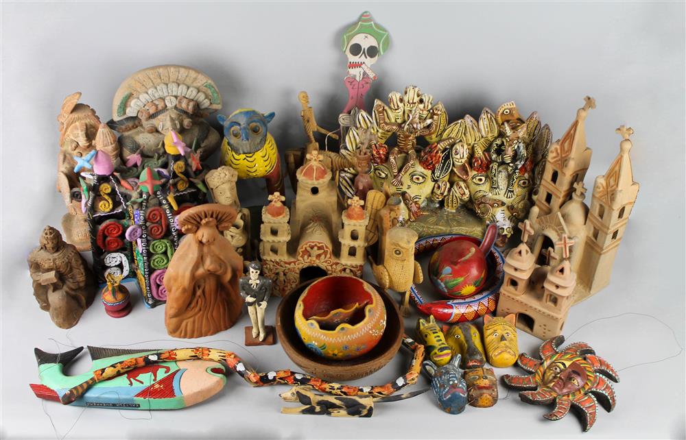 Appraisal: COLLECTION OF MEXICAN FOLK ART including miniature painted masks ceramic