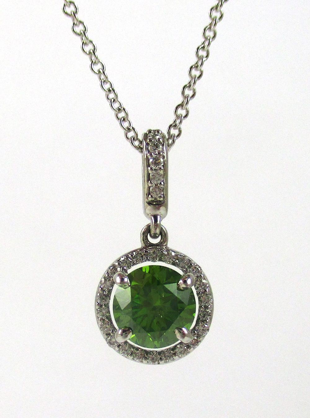 Appraisal: FANCY GREEN DIAMOND AND FOURTEEN KARAT GOLD PENDANT NECKLACE with