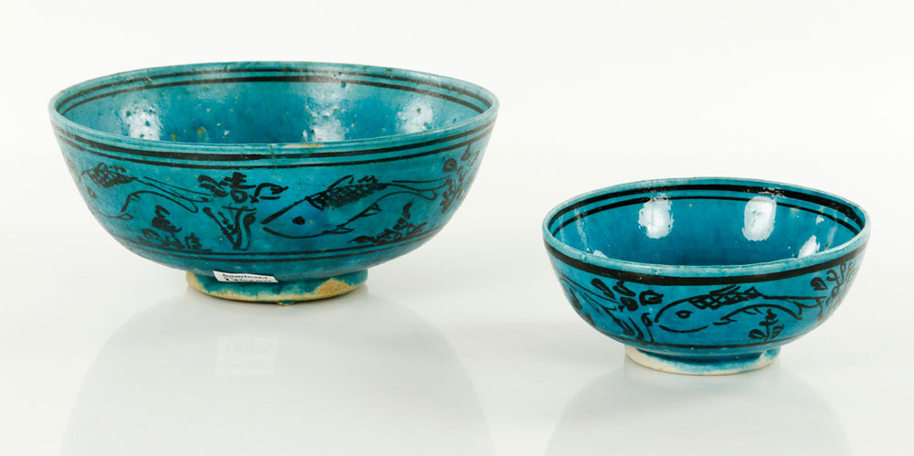 Appraisal: - Two Persian Pottery Bowls Two Persian pottery bowls blue