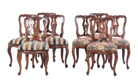 Appraisal: Italian carved rosewood dining chairs set of eight early th