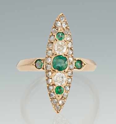 Appraisal: A Ladies' Victorian Diamond and Emerald Ring k yellow gold