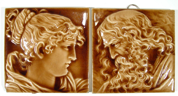 Appraisal: Two Victorian brown glazed tiles relief moulded with portraits depicting