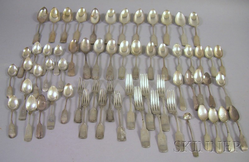 Appraisal: Approximately Sixty Coin Silver Flatware Pieces including a set of