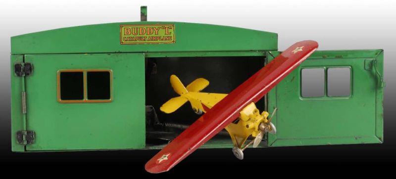 Appraisal: Pressed Steel Buddy L Hanger Airplane Toy Description Pressed steel