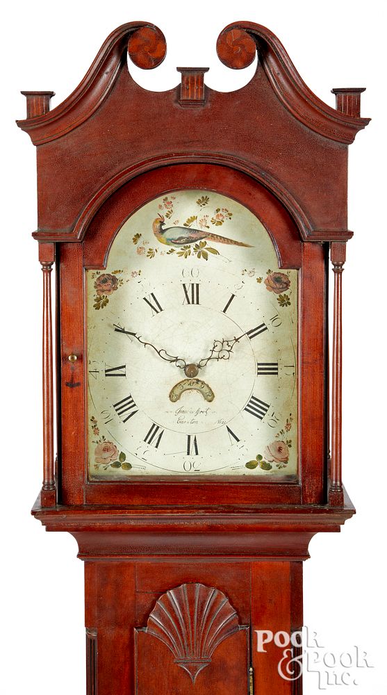 Appraisal: Pennsylvania cherry tall case clock Pennsylvania cherry tall case clock