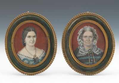 Appraisal: A Pair of Miniature Portraits of Mother and Daughter A