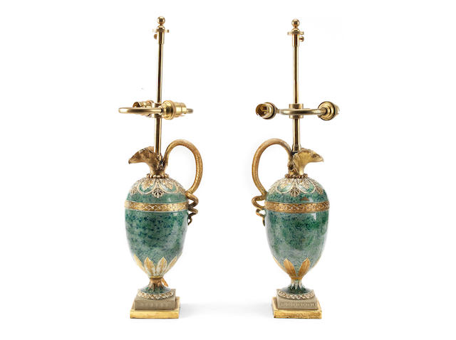 Appraisal: A pair of late th century porcelain turquoise agate glazed