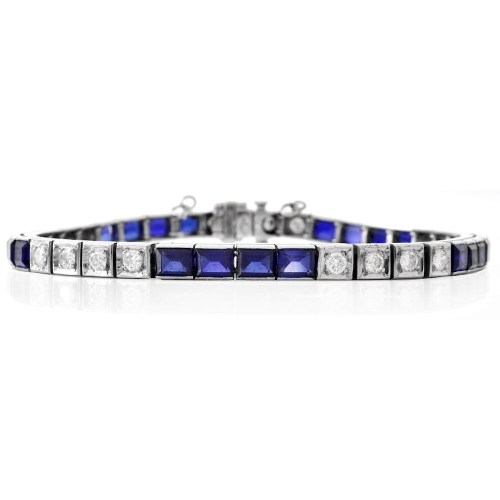 Appraisal: Diamond Sapphire and K Gold Bracelet Art Deco style Approx