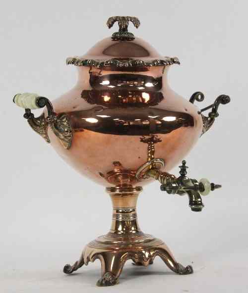 Appraisal: A th Century brass tea urn and cover the cover