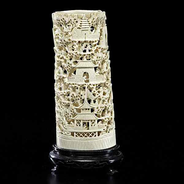 Appraisal: Chinese Ivory Carved Tusk Chinese early th century A carved