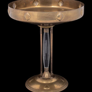 Appraisal: A Gilt Metal and Glass Footed Bowl th Century Height