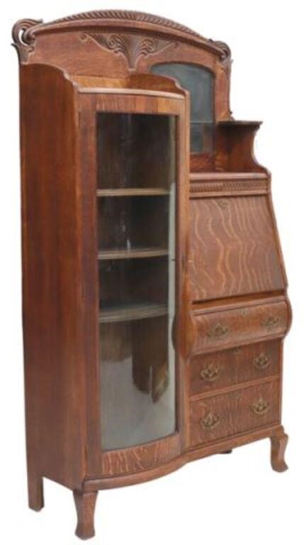 Appraisal: American quartersawn oak side-by-side secretary bookcase early th c having