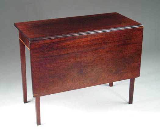 Appraisal: HEPPLEWHITE MAHOGANY CARD TABLE WITH ONE DROP LEAF Tapered legs