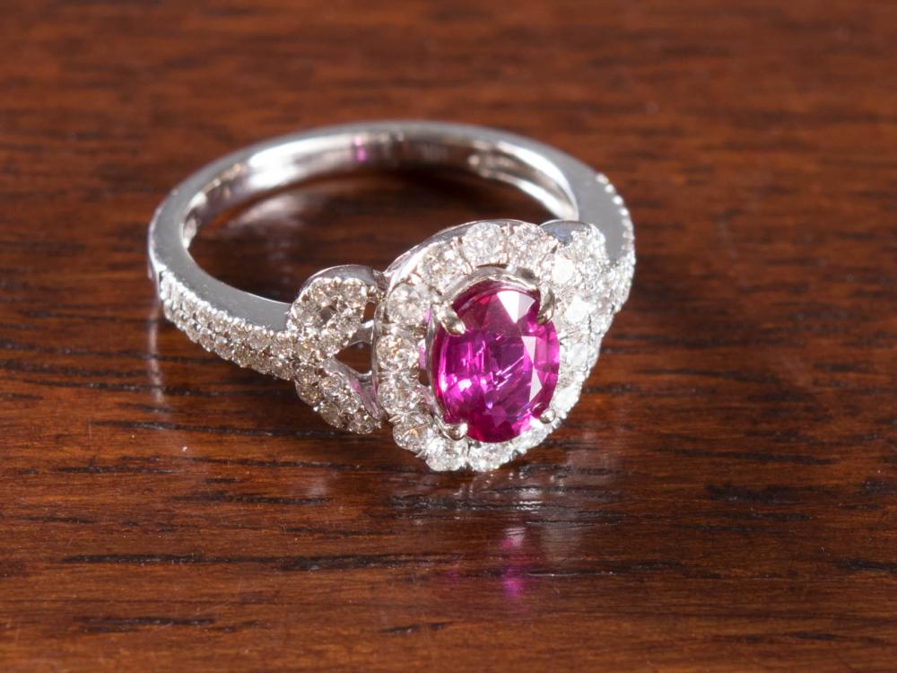 Appraisal: RUBY DIAMOND AND FOURTEEN KARAT GOLD RING WITH GIA REPORT