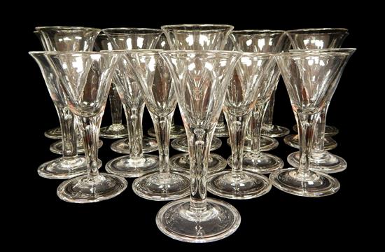 Appraisal: Williamsburg type stemware tear drop crystal goblets possibly blown by