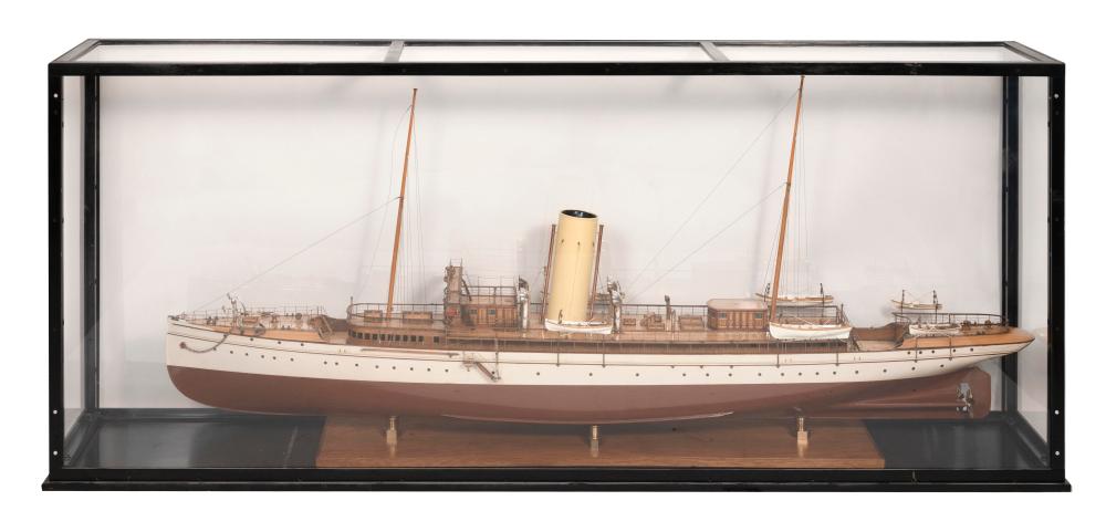 Appraisal: LARGE CASED MODEL OF A STEAM YACHT FIRST HALF OF