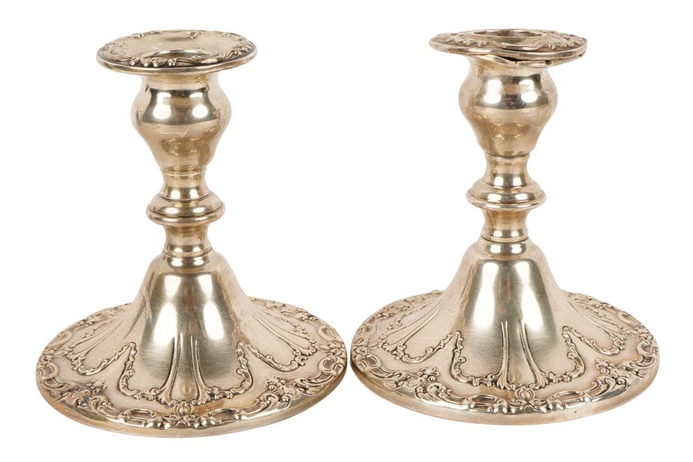 Appraisal: PAIR OF GORHAM WEIGHTED STERLING CANDLESTICKSCondition with dents to upper