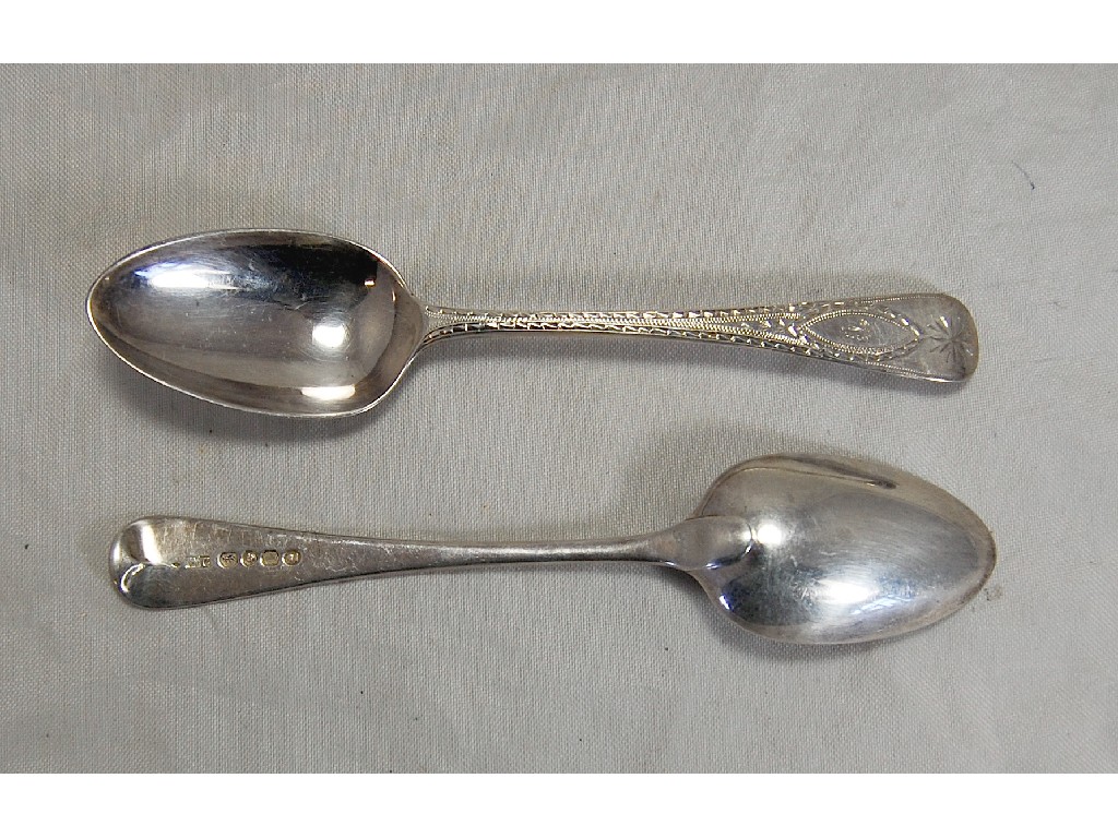 Appraisal: Pair of Georgian silver bright cut dessert spoons London maker