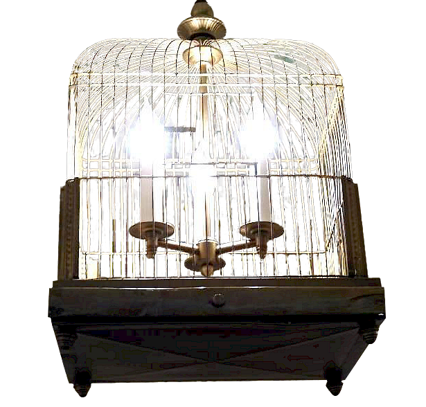 Appraisal: Chandelier Bird Cage Chandelier Continental birdcage chandelier with three lights