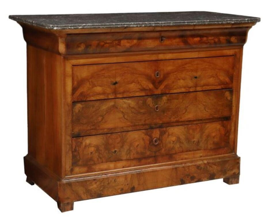 Appraisal: French Louis Philippe period marble-top walnut commode mid th c