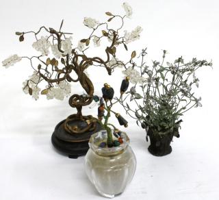 Appraisal: Small Tabletop Trees The first with a gold wire-wrapped trunk