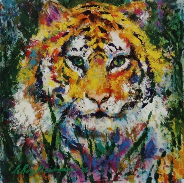 Appraisal: Framed offset lithograph on paper Portrait of a Tiger hand