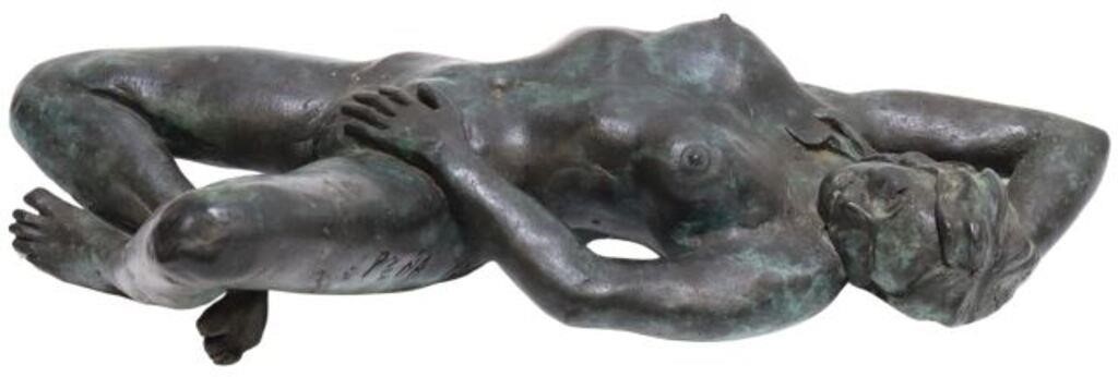 Appraisal: Patinated bronze sculpture Lorena signed in cast Pena Juan Carlos