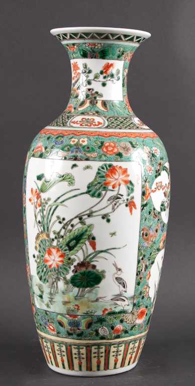 Appraisal: Chinese Export Famille Verte porcelain baluster vase mid- th century