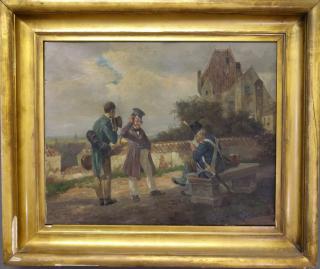 Appraisal: Hans Holzapfel Oil on Canvas of Musicia Hans Holzapfel Germany