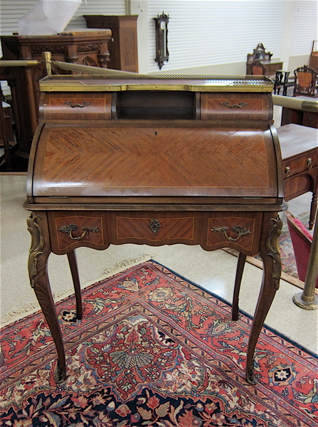 Appraisal: LOUIS XV STYLE CYLINDER-FRONT WRITING DESK th century Dimensions H