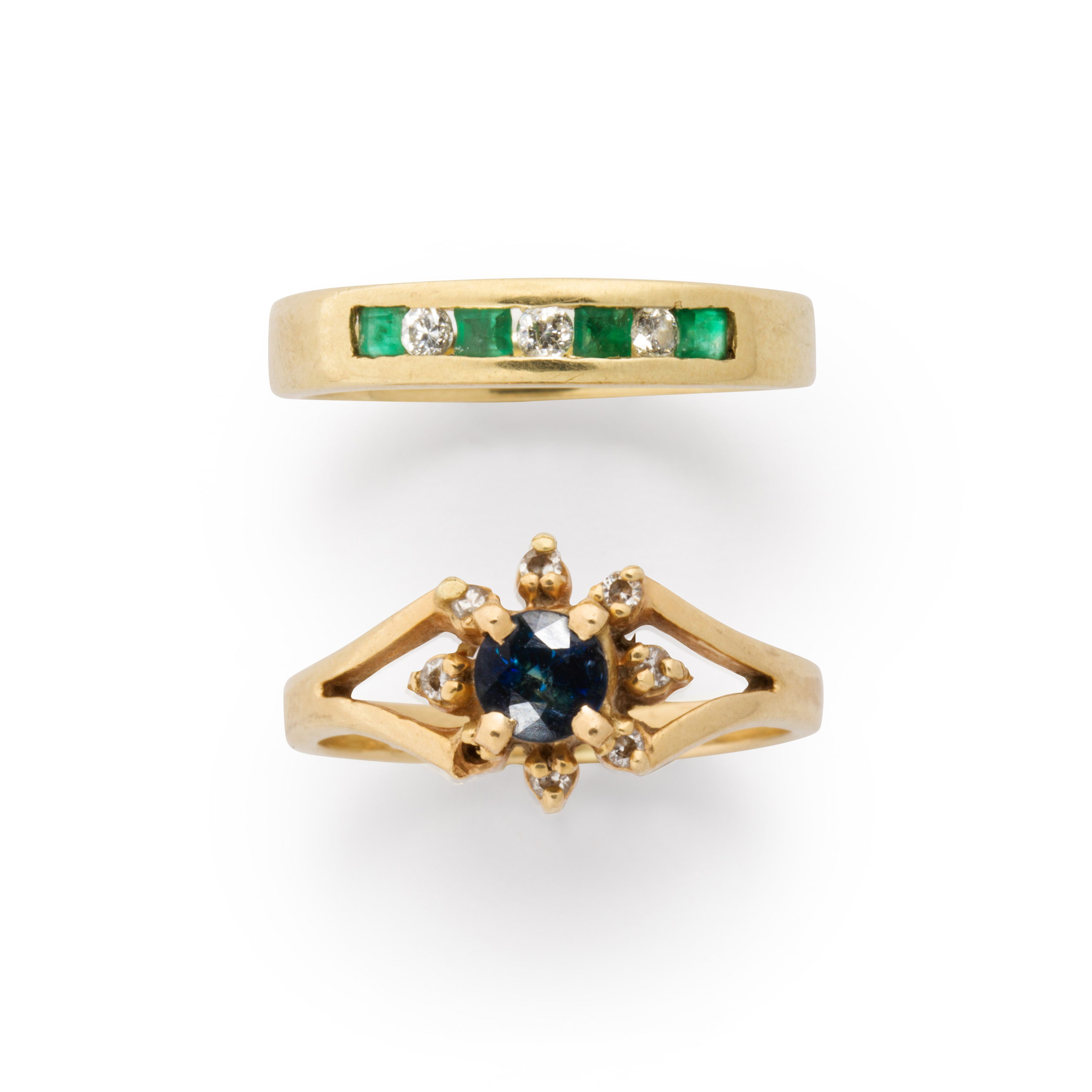 Appraisal: A GROUP OF GEMSTONE AND FOURTEEN KARAT GOLD RINGS A