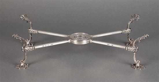 Appraisal: English Georgian sterling silver dish cross with hallmarks of Robert