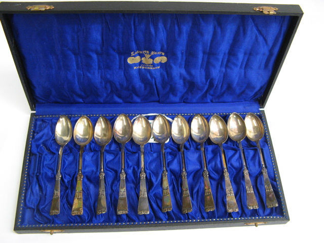 Appraisal: DENMARK STERLING DEMITASSE SPOON SET with original satin lined storage