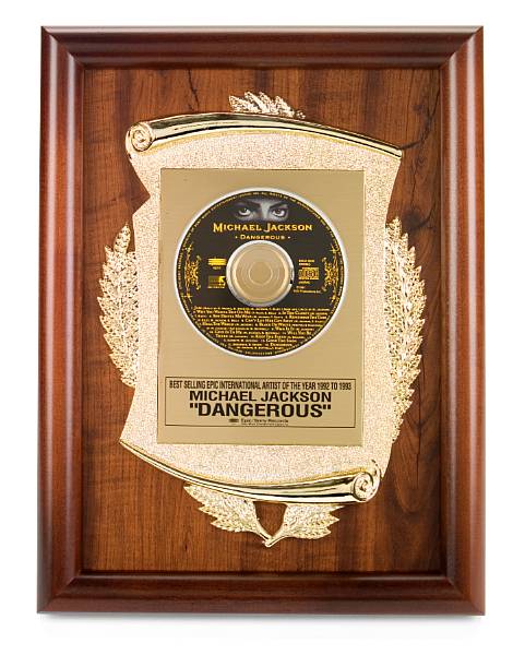 Appraisal: A Michael Jackson record label award for 'Dangerous ' Presented