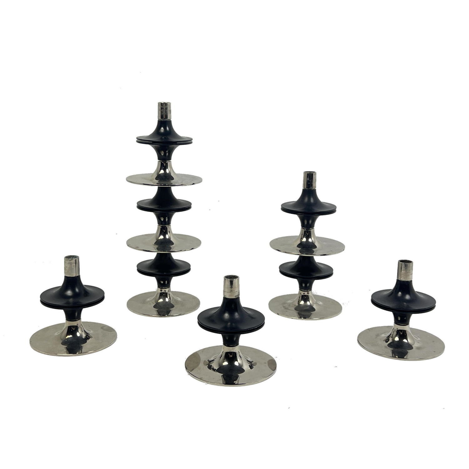 Appraisal: pc NAGEL Modernist steel Candleholders Stackable West German Black and