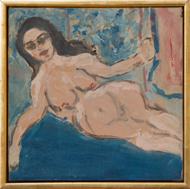 Appraisal: TH CENTURY SCHOOL RECLINING NUDE Oil on canvas unsigned x