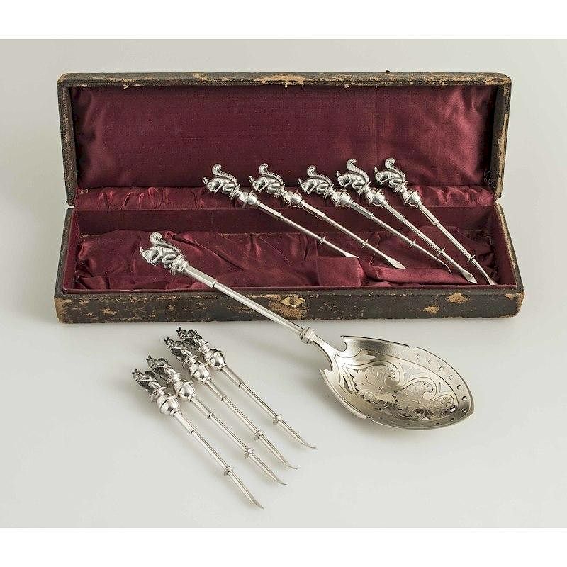 Appraisal: Wood Hughes - Sterling Nut Set Ten piece sterling nut