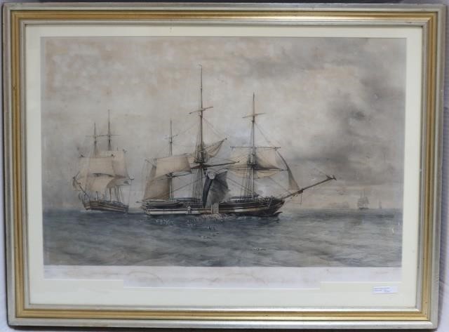 Appraisal: FRAMED COLORED LITHOGRAPH BY A MAYER TITLED ASHIP ON THE