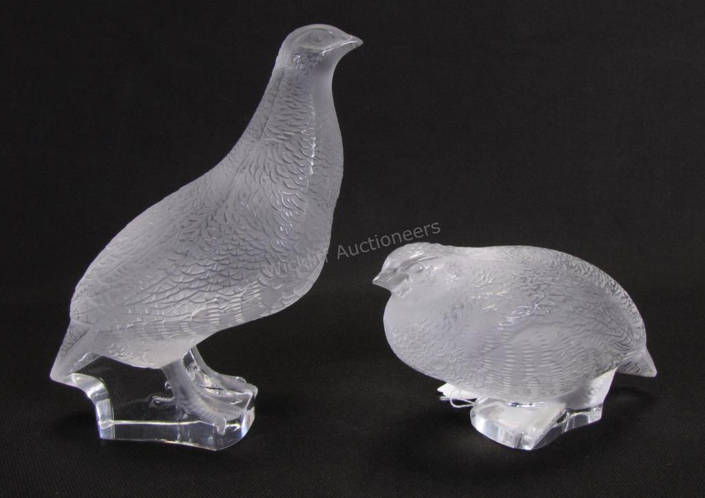 Appraisal: Two Lalique Frosted Crystal Grouse one in standing pose and