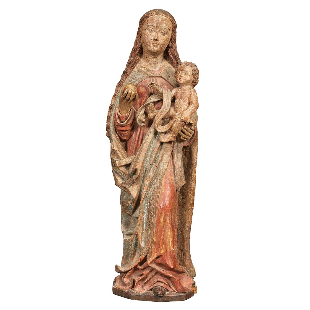 Appraisal: Continental Polychrome Decorated and Parcel Gilt Figure of the Virgin