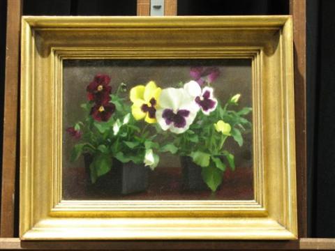 Appraisal: STEVEN J LEVIN AMERICAN PANSIES Oil on canvas x in