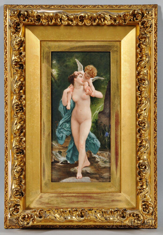 Appraisal: Berlin Painted Porcelain Plaque late th early th century Bouguereau-style