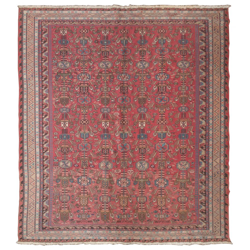 Appraisal: PERSIAN SUMAKH FLAT WEAVE ROOM SIZE RUGHandwoven having an abstract