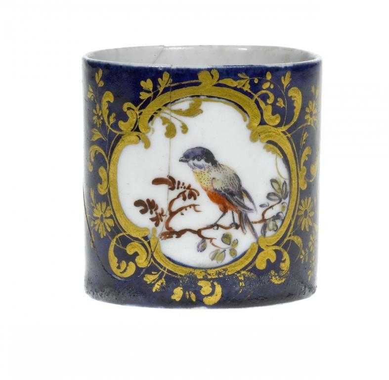 Appraisal: A DERBY TOILET POT painted in polychrome with a bird