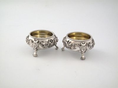 Appraisal: A pair of George II silver salt cellars by James