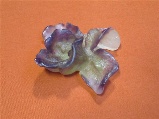 Appraisal: DAUM FRANCE ART GLASS IRIS FLOWER x Signed on the